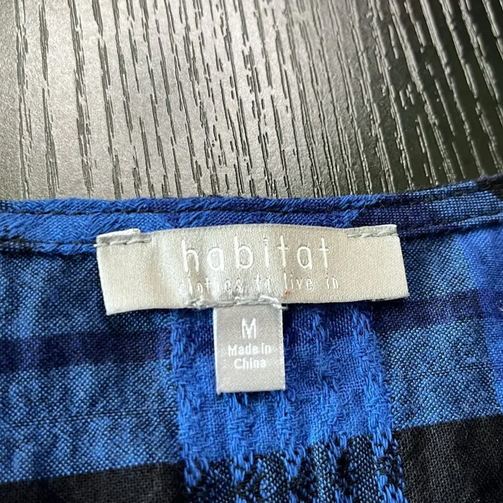 Habitat Blue Plaid Comfy Casual Blouse